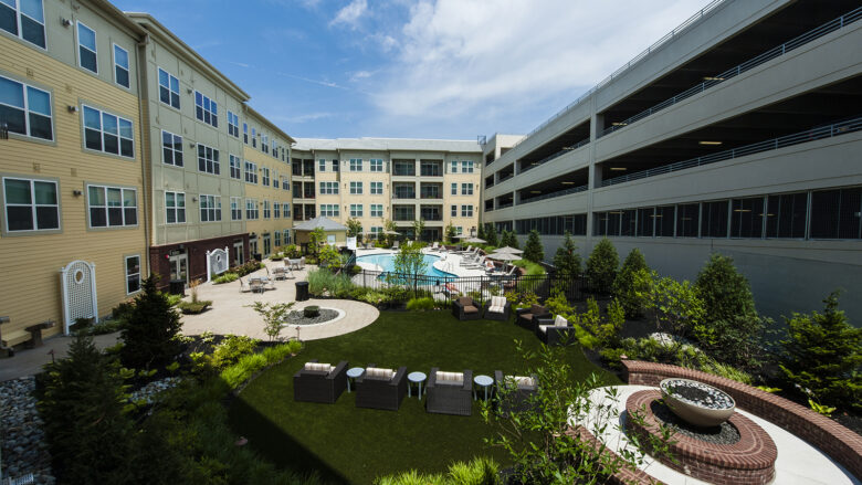 aerial view of courtyard